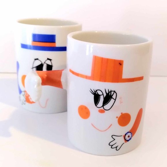 Vintage Collectible Small Size Ceramic Linking Arms Couple Mugs Cups - Picture 3 of 5